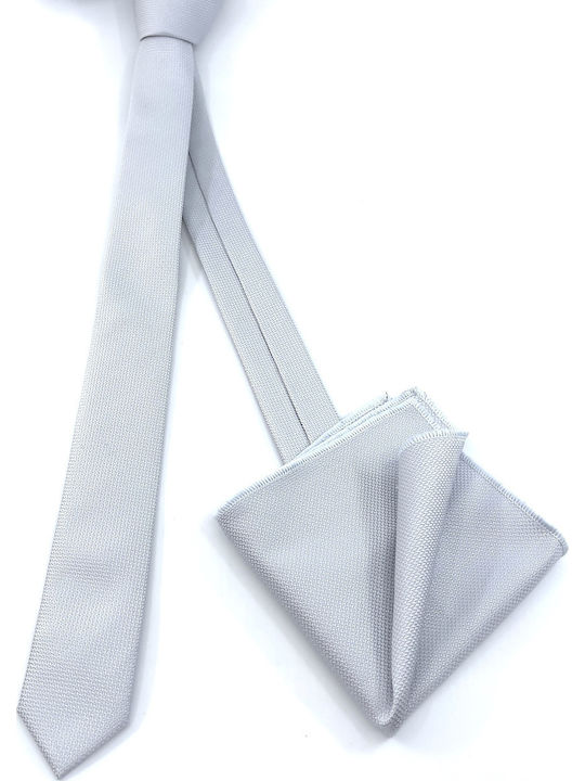Legend Accessories Skinny Σετ Ανδρικής Γραβάτας Μονόχρωμη Γκρι Ασημί L-047-20-4,5CM