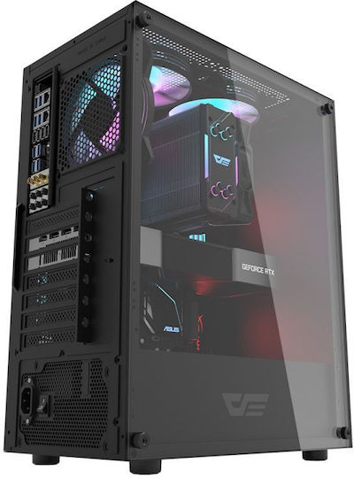 Darkflash DK100 Gaming Midi-Turm Computergehäuse mit Seitenfenster Schwarz