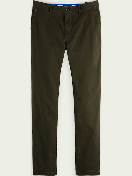 Mott Chino Elastic Trousers In Slim Fit Khaki