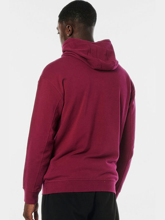 Body Action Men's Sweatshirt with Hood and Pockets Burgundy