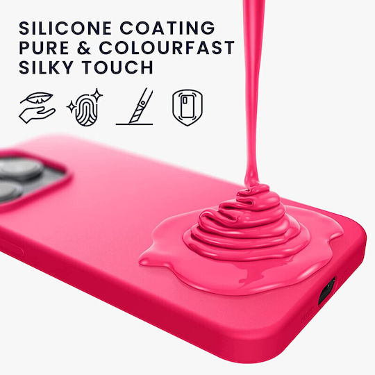 KWmobile Umschlag Rückseite Silikon Neon Pink (iPhone 14 Pro)