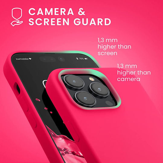 KWmobile Umschlag Rückseite Silikon Neon Pink (iPhone 14 Pro)