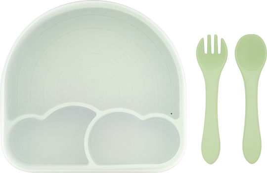 Baby Cloud Feeding Set Rainbow made of Silicone Green 3pcs