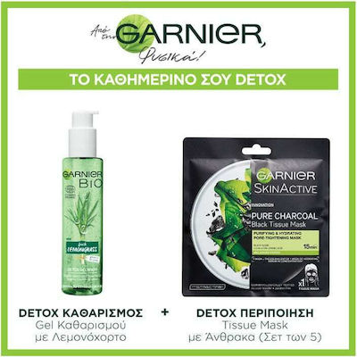 Garnier Bio & Skinactive Daily Detox Routine Skin Care Set for Moisturizing & Facial Cleaning with Face Cleanser & Face Mask