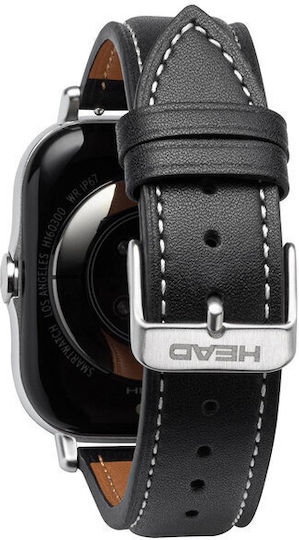 Head Los Angeles 37mm Smartwatch με Παλμογράφο (Μαύρο με Δερμάτινο Λουράκι)