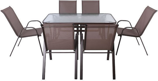 Set Sala De Mese Pentru Exterior Rio 7 Piese Maro E2405 S