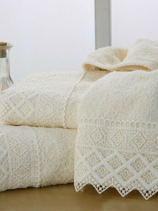Viopros Nο 3 Bridal Sheet Set Super Double 4pcs with Lace Ecru 240x265cm