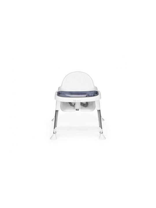 Ecotoys Scaun Înalt De Masă Bebe 2 În 1 Cu Înălțime Reglabilă Alb