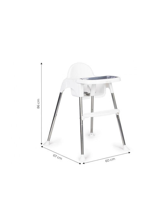 Ecotoys Scaun Înalt De Masă Bebe 2 În 1 Cu Înălțime Reglabilă Alb