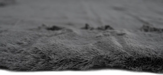 Balsan Rabbit Rug Rectangular Shaggy Furry Dark Grey