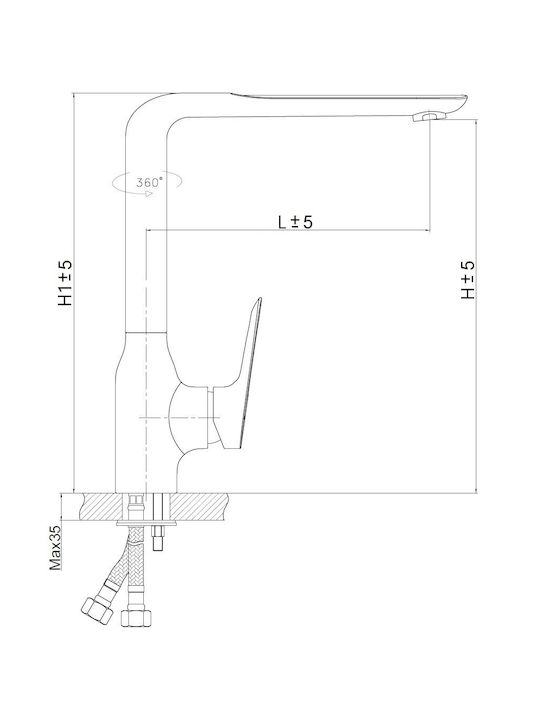 Slovarm EG.3508.D Ψηλή Πάγκου Ασημί