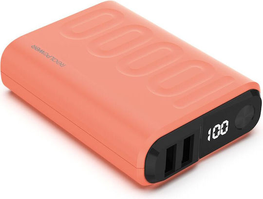 RealPower PB-10000PD+ Power Bank 10000mAh 18W cu 2 Porturi USB-A și Port USB-C Livrarea energiei Portocaliu