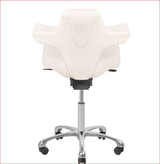 Wheeled Stool with Backrest White