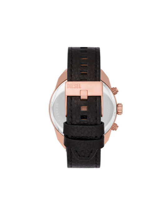 Diesel Spiked Watch Battery with Black Leather Strap