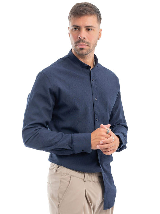 Vittorio Artist Men's Shirt Long Sleeve Navy Blue