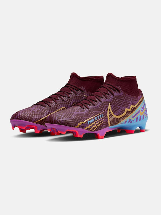 Nike Mercurial SuperFly 9 Academy Kylian Mbappé Pantofi de Fotbal cu crampoane Sfeclă Roșie Închisă / University Blue / Vivid Purple / Metallic Vivid Gold