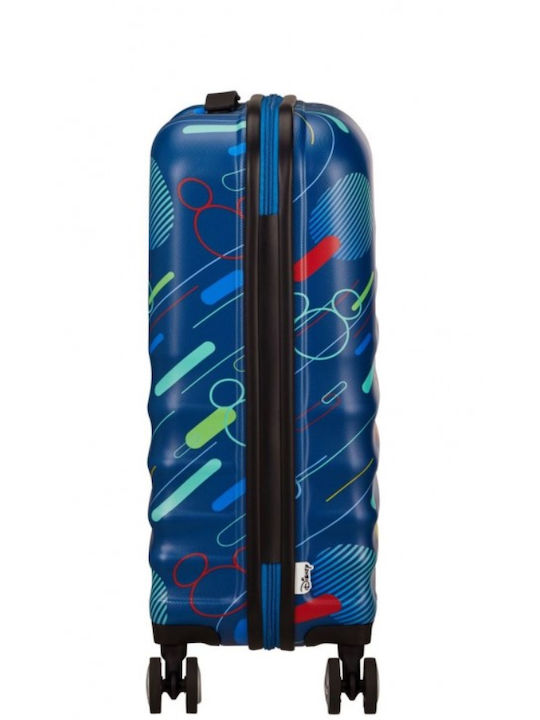 American Tourister Wavebreaker Disney Kids Cabin Hard Blue Suitcase With 4 Wheels Height 55cm
