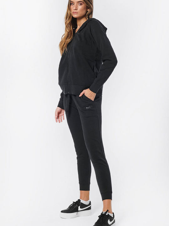Women's Sweatshirt Jacket Hooded Black