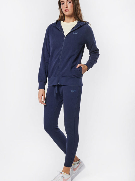 Women's Sweatshirt Jacket Hooded Navy Blue