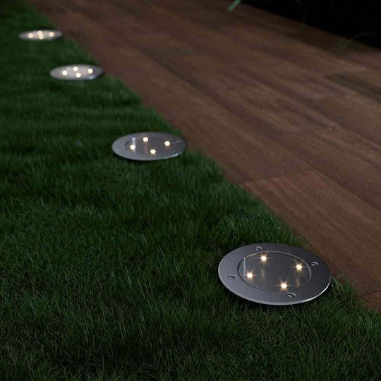 123led Σετ 4 Καρφωτά Ηλιακά Φωτιστικά Θερμό Λευκό με Φωτοκύτταρο