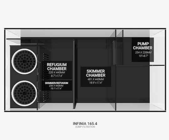 Waterbox Aquariums Infinia 165.4 Acvariu de Pești cu Capacitate de 628lt cu Dulap de Bază, Filtru și 123.9x64.3x60cm. Gri
