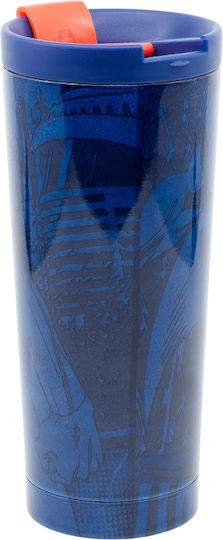 Stor Superman Symbol Glass Thermos Stainless Steel 425ml Blue with Mouthpiece