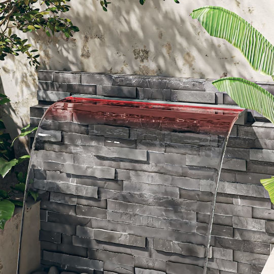 vidaXL Pool Waterfall with LED Lighting made of Stainless Steel 108x108cm Silver