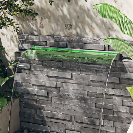 vidaXL Pool Waterfall with LED Lighting made of Stainless Steel 108x108cm Silver