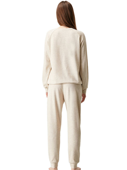 Nautica Winter Women's Pyjama Set Beige