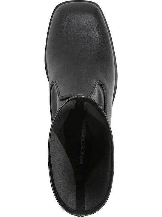 Baddest Leather Women's Ankle Boots with High Heel Black