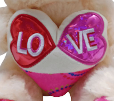 Teddy bear with heart, Valentine's Day (ecru-pink, 30cm sitting)