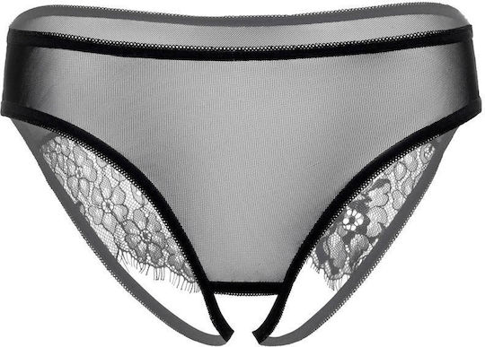 Daring Intimates Nicolette Γυναικείο Sexy Slip Αυτοκινήτου με Δαντέλα Crotchless Panty Μαύρο