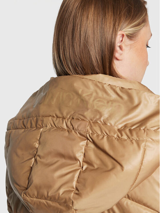 Kurz Damen Puffer Jacke mit pelziger Kapuze für Winter Safari Canvas