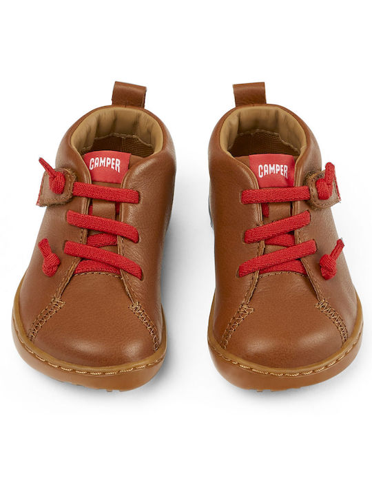 Peu Cami Kids Leather Boots with Lace Brown