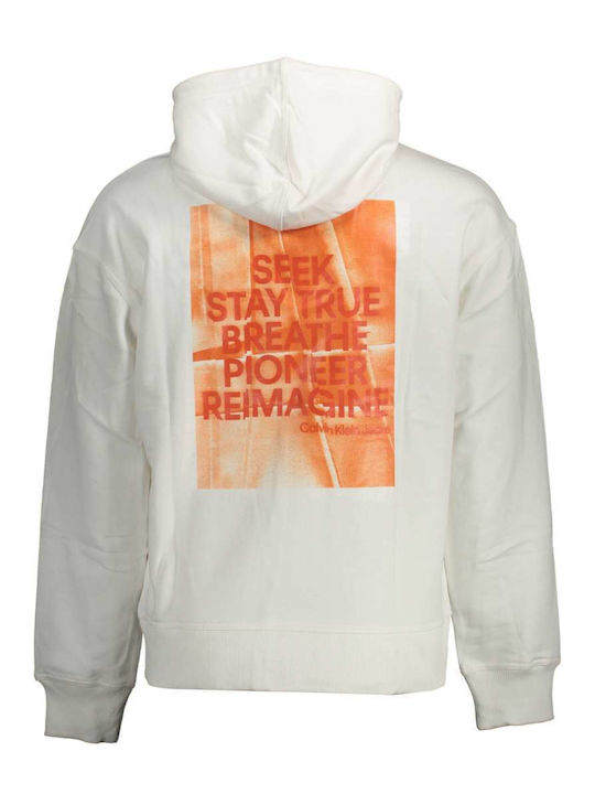 Calvin Klein Men's Sweatshirt with Hood White