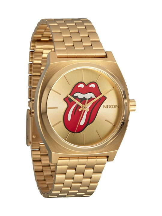 Nixon Rolling Stones Time Teller Γυναικείο Ρολόι 37mm Μπαταρίας με Χρυσό Μεταλλικό Μπρασελέ