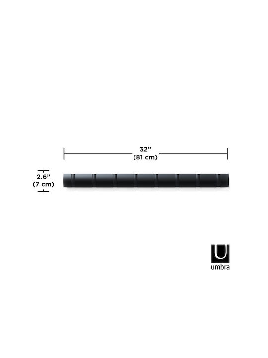 Umbra Wall Hanger Flip Wooden 8 Hooks Black 81.3x3.2x7.6cm