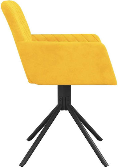 Dining Room Velvet Armchair Yellow 51.5x59x83.5cm 2pcs