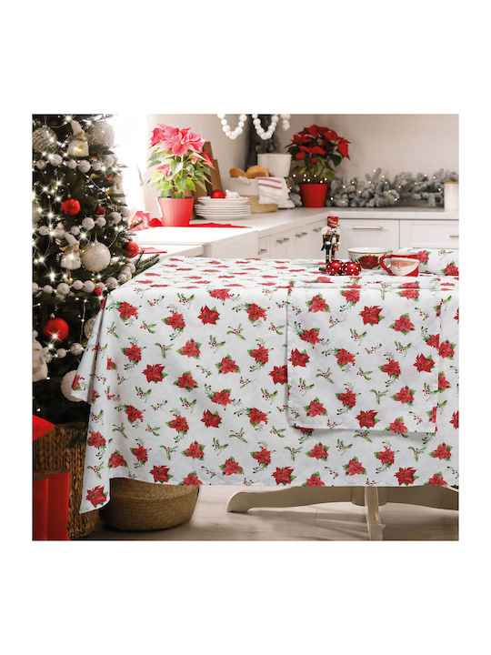 Das Home Christmas Christmas Tablecloth Fabric Red / Beige L220xW140cm.