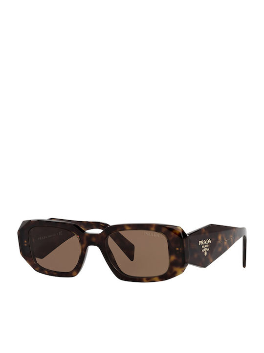 Prada Women's Sunglasses with Brown Tartaruga Plastic Frame and Brown Lens PR17WS 2AU8C1