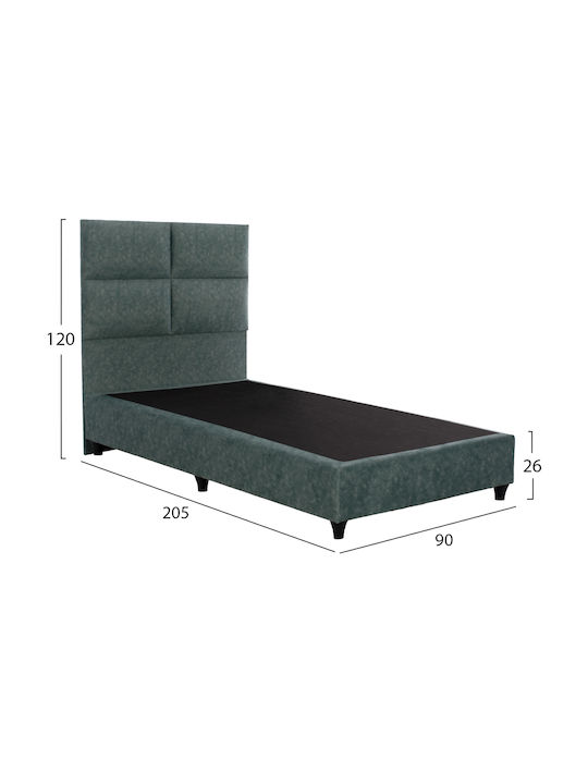 Milo Pat Single Tapitat Cu Material Verde Potrivit Pentru Saltea 90x200cm