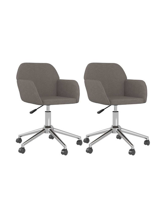 Swivel Visitor Chair with Arms & Wheels Γκρι 54x60.5x80.5cm 2pcs