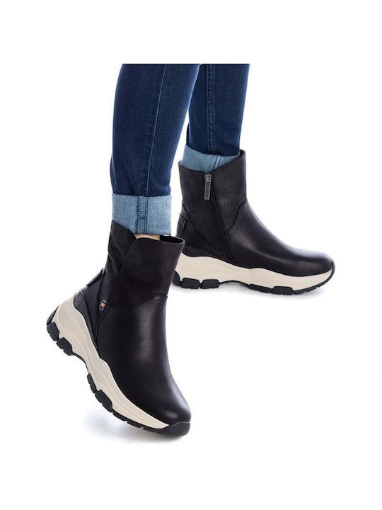 Refresh Leder Damen Knöchelstiefel Schwarz