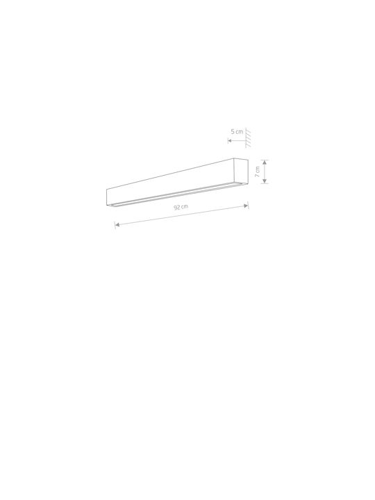 Nowodvorski Straight Wall M Modern Lamp Wall with Socket T8 White 92x7cm