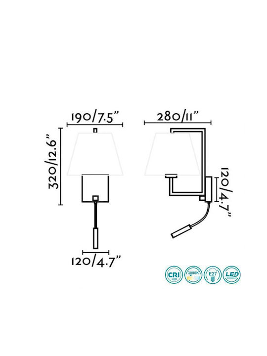 Faro Barcelona Modern Lamp Wall with Socket E27 Gold 19x28cm