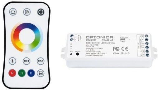 Optonica Ασύρματο RGBW Controller Αφής RF με Τηλεχειριστήριο Επιτοίχιο 6387