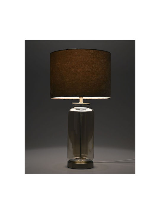 Iliadis Glass Vintage Table Lamp for Socket E27 with Brown Shade and Bronze Base