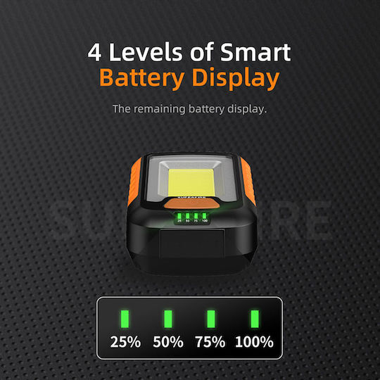 Superfire Arbeitslampe Batterie LED IP43 mit einer Helligkeit von bis zu 650lm