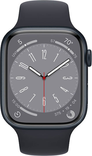 Apple Watch Series 8 Cellular Aluminium 41mm Waterproof with eSIM and Heart Rate Monitor (Midnight with Midnight Sport Band)