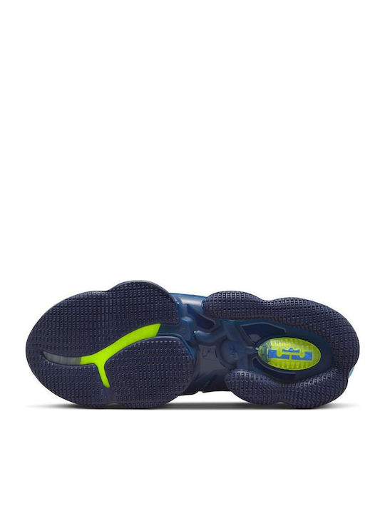 LeBron 19 inalti Pantofi de baschet Albastru Înnegrit / Albastru Uzat / Verde Atomic / Albastru Mediu